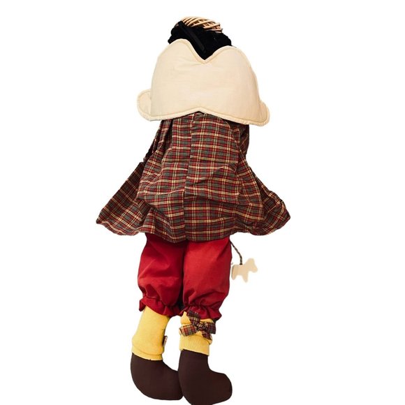 Vintage Hand Made African American Cloth Doll Angel Wood Animal Accents 22" Tall - Picture 8 of 9